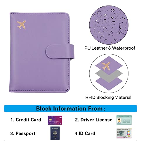 Image of Melsbrinna Premium Leather Passport Holder Covers Case, Waterproof Rfid Blocking Travel Wallet Passport Holder with Pen Holder, Cute Passport Book for Women /Men