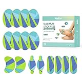Welnove Moleskin Adhesive Pads for Feet,Blister Bandages for Feet, Mole Skin Patch for Feet Heels, Skin Tape Stickers for Feet - 16 Sheets of 4 Shapes, Patterned