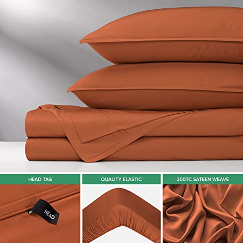 Image of Pure Bamboo Queen Sheets, Genuine 100% Organic Viscose Derived from Bamboo Bed Sheet Set, Luxuriously Soft & Cooling, Double Stitching, 2 Year Quality Promise (Queen, Terracotta)
