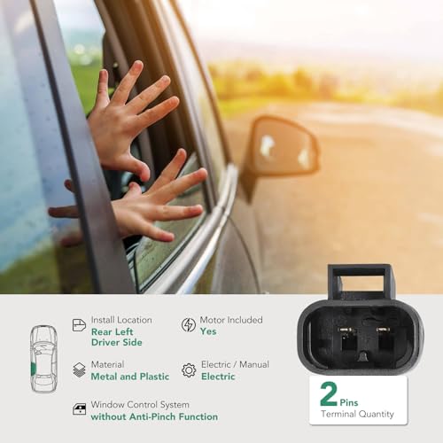 Rear Left Driver Side Power Window Regulator with Motor for Chevrolet Silverado 1500 3500 2001-2006 GMC Sierra 1500 2500 HD 3500