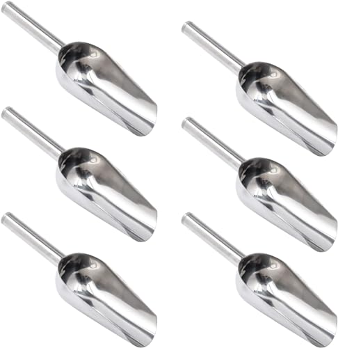 6Pcs Metal Food Scoop,Stainless Steel Ice Scoop,Metal Food Scoop Small Size for Home Kitchen Shop Popcorn Candy Coffee Beans(6 Ounce)