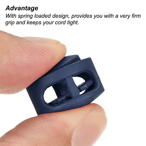 PATIKIL Cord Locks, 100 Pack Round Spring Toggle Stopper for Drawstring Bag Shoelaces Navy Blue, 17x16mm - Image 4