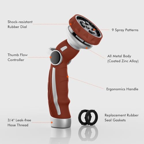 Image of RESTMO Hose Nozzle Heavy Duty, Metal Water Hose Sprayer for Garden