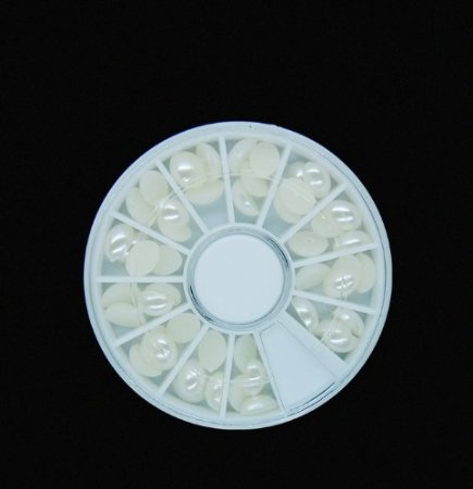 Ottery White Pearl Nail Art DIY Wheel Rhinestones Beads Nail Decoration Nail Decals Nail Tips