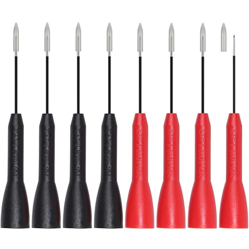 Image of 8 Pack Professional Multimeter Test Leads Probes - 2mm Ultra-Thin Needle Tips, 600V /10A CAT II Non-Destructive Wire Piercing Clips, Nickel-Plated Copper Automotive Electrical Testing Probes
