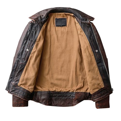 Men Vintage Cowhide Leather Coat Men's Red Brown Jacket Tuxedo Motorcycle Slim Jacket4