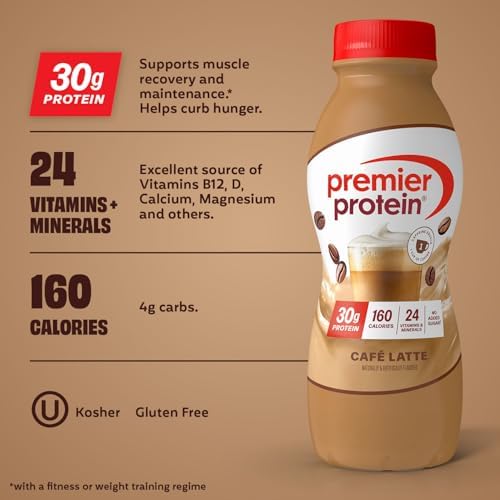 Premier Protein Shake, Café Latte, 30g Protein, No Added Sugar, 24 Vitamins & Minerals to Support Immune Health, 11.5 fl oz, 12 Pack - View 5