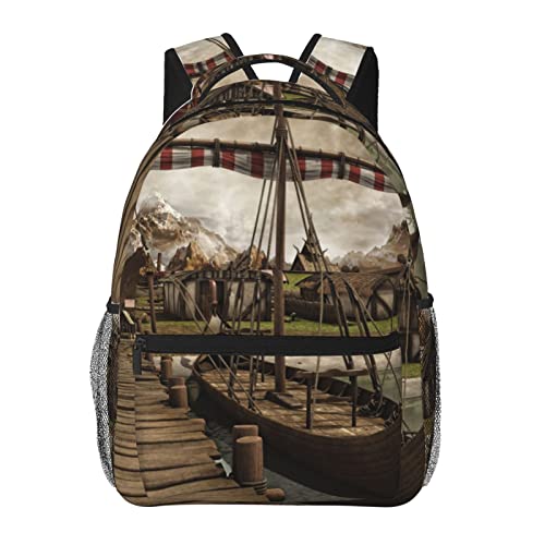 Grand sac d'école viking étudiant et sac à dos ordinateur avec chargeur USB