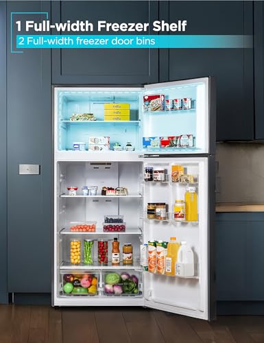 Image of BLACK+DECKER 18.1 Cu. Ft. Top Mount Refrigerator with Freezer, 2 Door Refrigerator with Top Freezer and Adjustable Temperature Control, Full Size Fridge, ENERGY STAR Certified, BR1810HB, Black