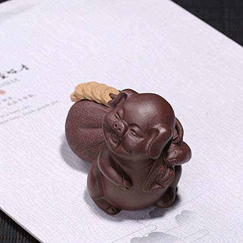 Statue de cochon en argile violette artisanale et résistante - 3