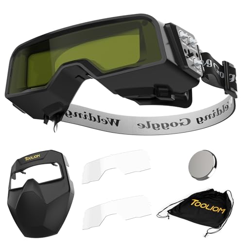 TOOLIOM Welding Goggles Auto Darkening True Color & Detachable Eye Protection Safety Goggles Face Shield Helmet Welding Glasses Welder Mask for Grind Cut TIG MIG Stick