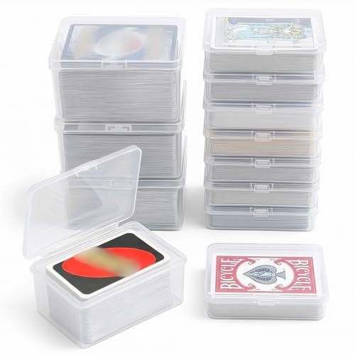 neotidy Playing Card Storage Box Set of 12 Clear Plastic Playing Card Cases Organizer with Snap Lid Mixed Sizes Card Game Storage for UN* Cards Standard Decks Trading Cards Card Game Holder Case