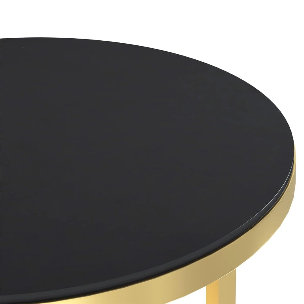 Mesa Centro VidaXL - Vidrio Templado Negro Y Transparente, 70 Cm Diámetro, 2 Estantes, Estilo Moderno