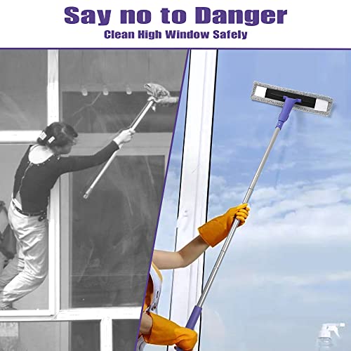 Zubulun Window Squeegee With 2 Microfiber Pads, 60 Inches Long Handle Rubber Floor Squeegee Broom For Cleaning Concrete Tile Car Windshield Glass Shower Home Garage Indoor Outdoor #TOP5