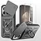 MQERYBV Coque pour Xiaomi 15T, avec 1 Pièces Verre Trempé, Lentille Coulissante, Support 360° Rotatif Militaire PC Dur Renforcée Armor Antichoc Bumper Housse Etui, Noir
