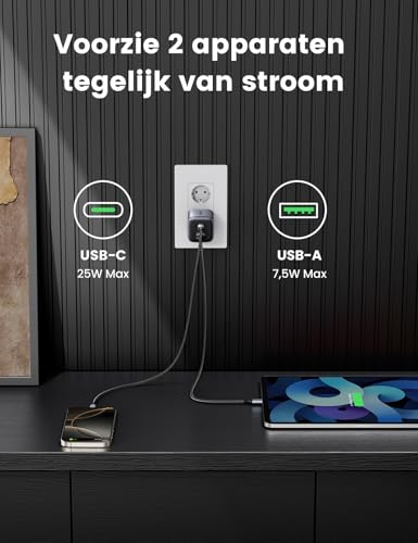 UGREEN Nexode 35W USB C Oplader 2-Port USB C Voedingsadapter GaN II Tech Snellader compatibel met iPhone 16 Pro Max, 16 Pro, 15, 14, 13, Galaxy S24 Ultra, S23, iPad, Tab A8, Pixel, HomePod (Zwart) - Afbeelding 4