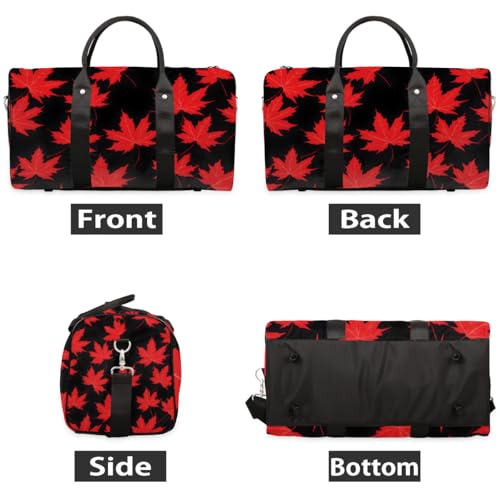 Travel Duffel Bag, Autumn Fall Maple Leaves Pattern Sports Tote Gym Bag Foldable Western Aztec Weekender Bag Carry on Luggage Handle Bag Overnight Shoulder Bag for Women Men,A-8152