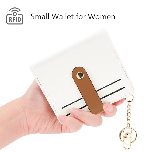 Image of Airkit Small Wallet Women RFID, PU Leather Card Holder with Keychain | Slim Compact Zipper Coin Purse for Ladies, Travel Holiday Gifts for Mom, Cute Mini Bifold Wallets