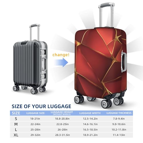 Geometric Red Metallic Foil Texture Elastic Travel Luggage Covers Dustproof Scratch-Resistant Suitcase Protector Fit 22-24 Inch4