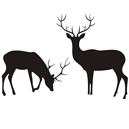 Home Find (Black 37 inches x 25 inches) Deer Buck and Doe Set of 2 Vinyl Decals Reindeer Wilderness Scene Wall Stickers Living Room Sofa Background Art Wall Decals Festival Christmas Wall Ornaments