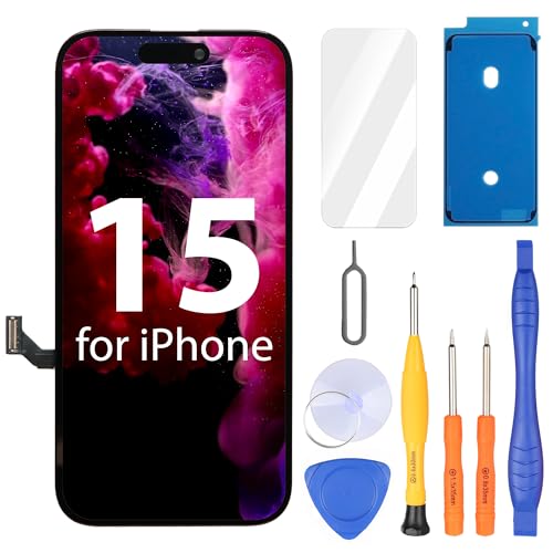 Ayake for iPhone 15 Screen Replacement 6.1 inch FHD LCD Display and Touch Digitizer Screen Face ID Remains True Tone Programmable(for A2846 A3089 A3090 A3092)