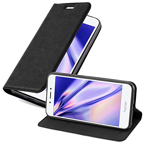 Cadorabo Funda Libro para Honor 6A en Negro Antracita - Cubierta Proteccíon con Cierre Magnético, Tarjetero y Función de Suporte - Etui Case Cover Carcasa
