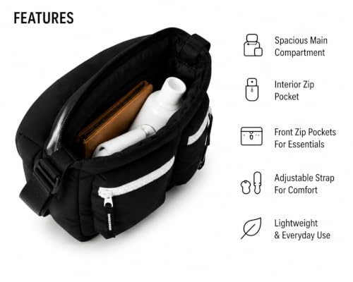 Image of Reebok Crossbody Bags for Women - Lightweight Nylon Small Cross Body Bag Purse with Adjustable Strap for Casual Travel