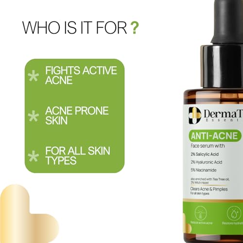 Image of Anti Acne Face Serum with 2% Salicylic acid, 2% Hyaluronic acid & 5% Niacinamide for Fights Acne, Reduces Pores, Controls Oil (Size-30ML)