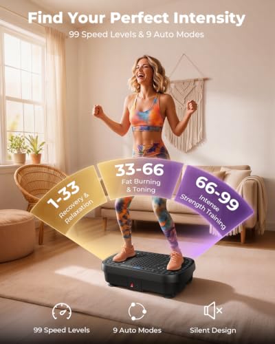 Image of Vibration Plate Exercise Machine, Whole Body Workout Vibrating Plate for Lymphatic Drainage and Weight Loss, Home Fitness Shake Plate Equipment for Full Body Training and Wellness Use