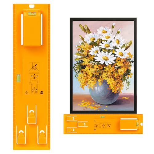 QWORK Picture Hanging Tool with Built-in Levels Easy Hang and Leveling Guide for Frames Clocks Mirrors and Artworks