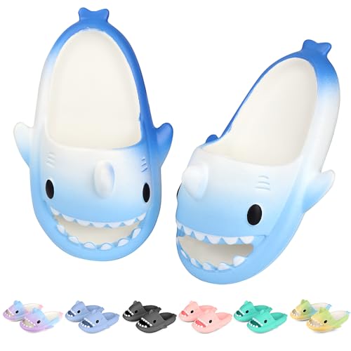 Image of Kids Shark Cloud Slides | Toddler Boys Girls Shower Slippers | Boys Girls Cute Cartoon Fish Flip Flops | Beach Pool Home Sandals | Quick Dry Non-Slip