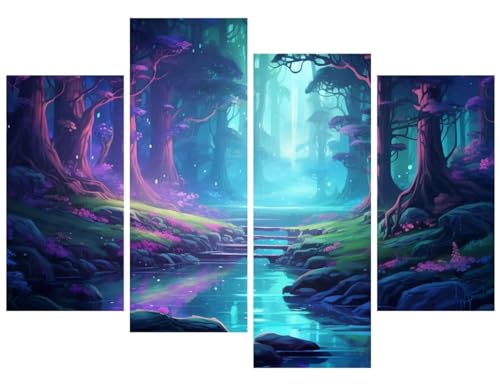 Diamond Painting 320x213cm 5D DIY Diamond Painting Set 4er, 4 Teilige Geheimnis Diamant Painting Bilder Erwachsene, Basteln Erwachsene Diamond Painting Großes XXL für Wanddeko Wohnzimmer Zimmer F-2