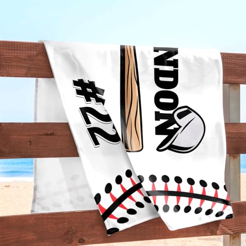 Hoomall Customized Beach Towel for Boys Personalized Sport Pool Towels Baseball Bath Towel Microfiber Quick-Dry Pool Towels for Teens Personalized Gift for Girl Boy Team Classmates