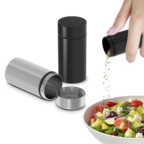 2Pcs 50ml Small Spice Containers - Airtight Aluminum Storage Jars with Lids - Lockable Food Containers with Screw Top - Herb and Spice Jars, Kitchen Organization Small Pantry Storage for Salt, Pepper