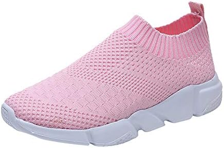 Women's Fashion Sneakers Breathable Mesh Casual Sport Shoes Comfortable Walking Shoes (Pink, US:7.5)