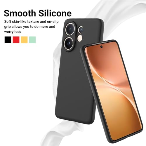 Image of DIZORO Microfiber Candy Back Cover Case for Vivo V60 5G / V60e 5G / Vivo T4 Pro 5G Soft Silicone Rubberized Case with Camera Protection (TPU, Black)