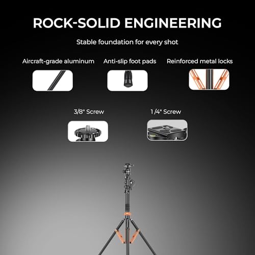 Image of Digitek (DTR 830BH) 8.26ft Aluminum Light Stand Cum Tripod, 5Kg Max Load, 360 Adjustment, Ball Head, 4-Section, Overhead Shooting, 1 /4 & 3 /8 Screws, Cameras & Video Lights Compatible, for Photography