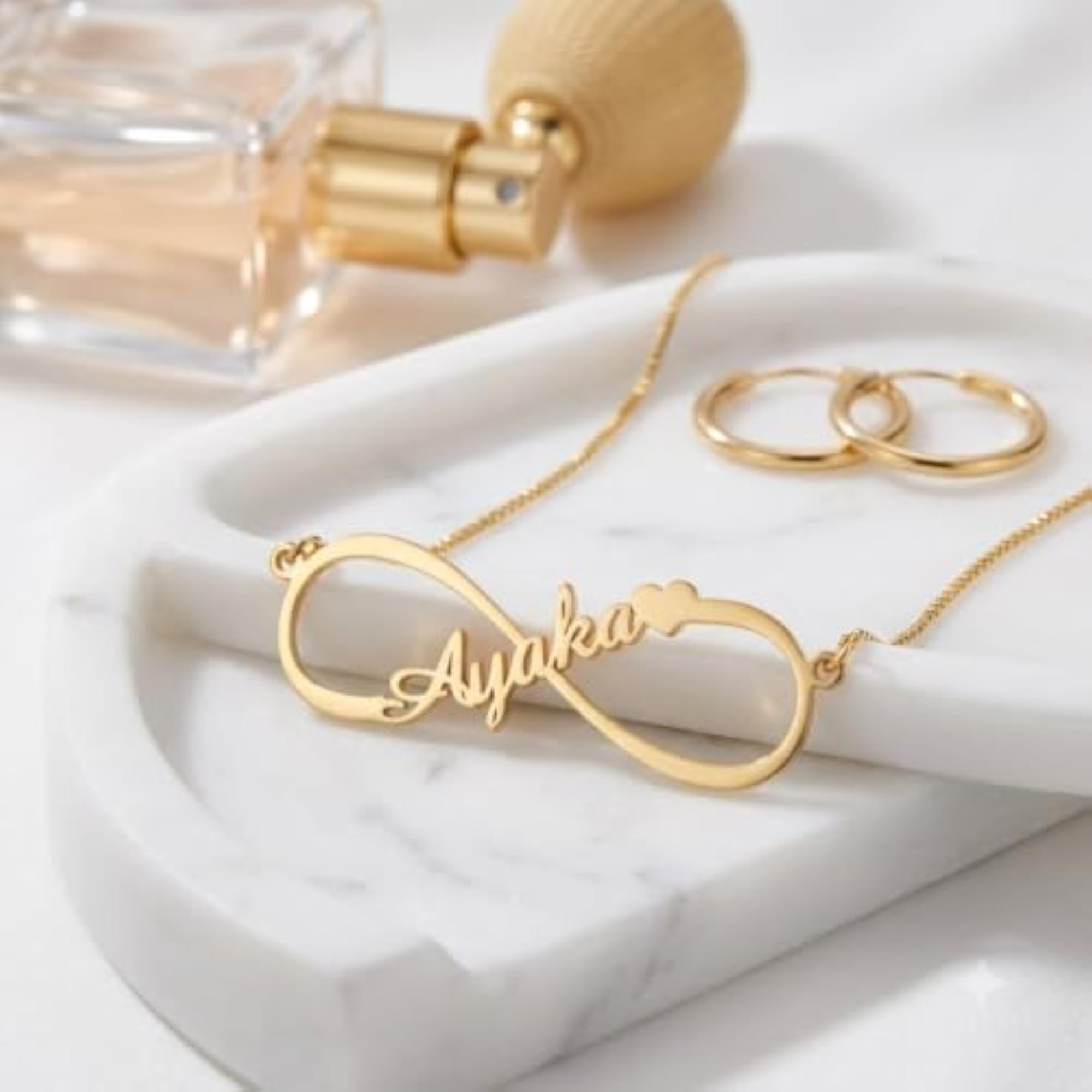 Infinity Single Necklace with Personalized Pendant, Gift for Her