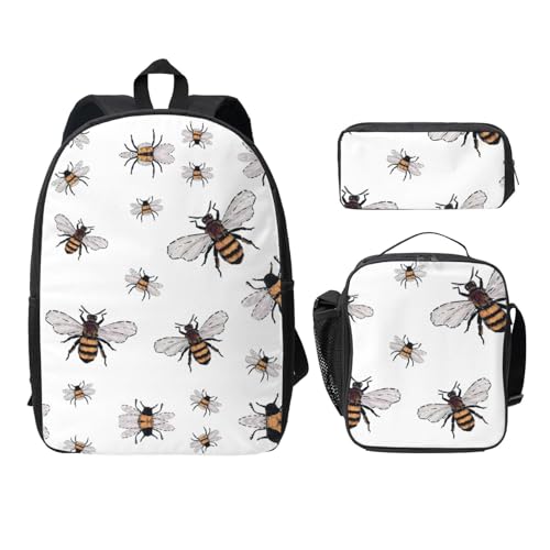 Sac à dos abeilles amusantes et kit déjeuner pour les sorties scolaires