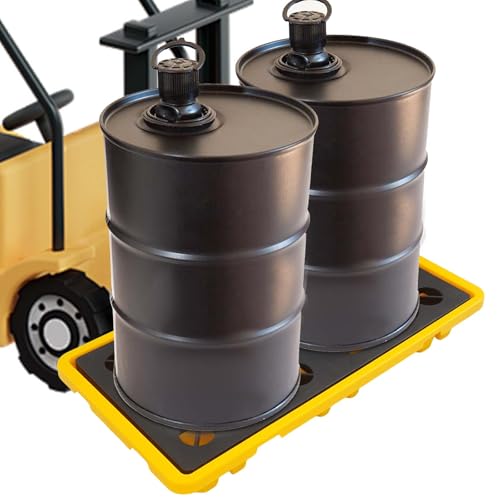 CRYBY Spill Containment Platform, 2 Drums Spill Containment Modular Platform with Drain Outlet, Leakproof Spill Containment Tray for Garage, Kitchen, Basement and Industrial Storage