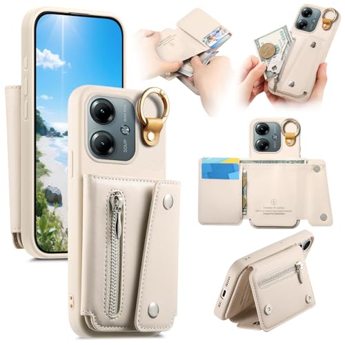 Coque Xiaomi Redmi Note 14 4G blanche Asuwish premium style cuir portefeuille