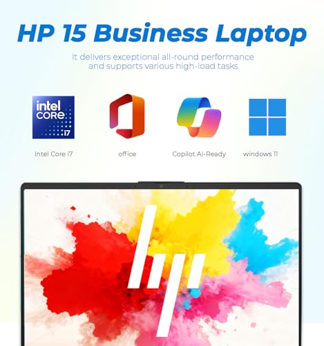 Image of HP Intel Core i7 15.6 inch Laptop | 2026 Edition | Intel High-Performance Core i7-1255U up to 4.7GHz | 16GB RAM - 1TB PCIe SSD | Webcam | Windows 11 with Office 365 for The Web | Business & Academic
