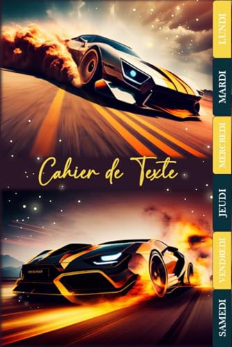 CAHIER DE TEXTE: 2026-2027 Voiture | CP, CE1, CE2, CM1, CM2 | Intérieur en Couleurs | Pratique Pour Toutes Les Matières (French Edition)