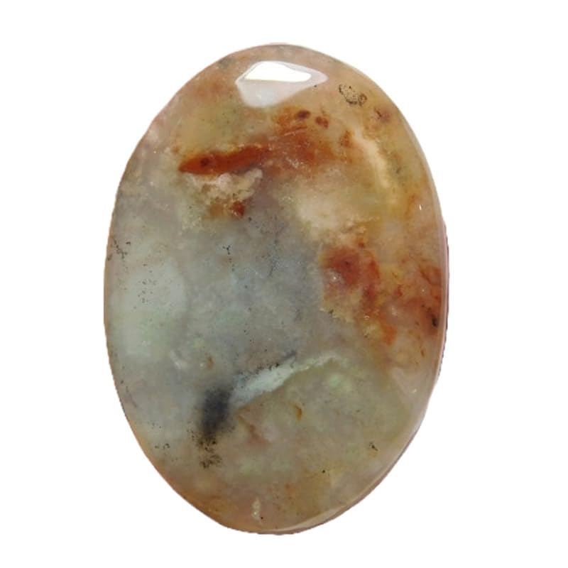 Calcédoine naturelle cabochon 42x29mm, pierre véritable d'exception pour création de bijoux haute joaillerie