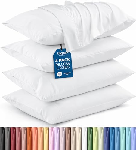 Utopia Bedding King Pillow Cases - 4 Pack - Envelope Closure - Soft Brushed Microfiber Fabric - Shrinkage and Fade Resistant Pillow Covers King Size 20 X 40 Inches (King, White)