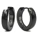 Stainless Steel Curved Face Round Hoop Earrings Gold Black 16mm Diameter