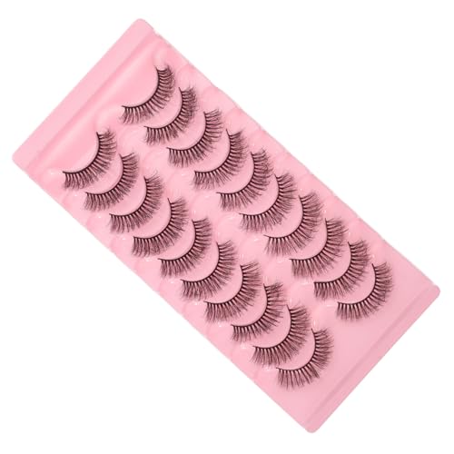 Ipetboom 10 Pestañas Postizas Naturales y Voluminosas Extensiones de Pestañas para Mujer Kit de Maquillaje Ligero y Cómodo para Eventos y Diario