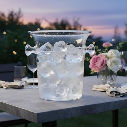 FewNvWa Champagne Ice Bucket Chiller Drink Tub Beverage Holder with Carry Handles Clear Polystyrene Lightweight Design Suitable for Parties Gatherings Backyard Events Home Entertaining - Image 3