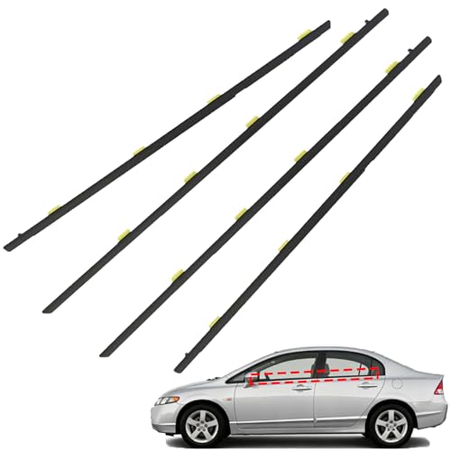 Burlete para ventana exterior de Honda Civic Sedán 2001-2005, moldura negra de 4 piezas