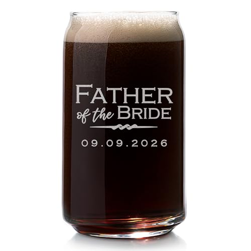 Personalized Father of the Bride Beer Can Glass